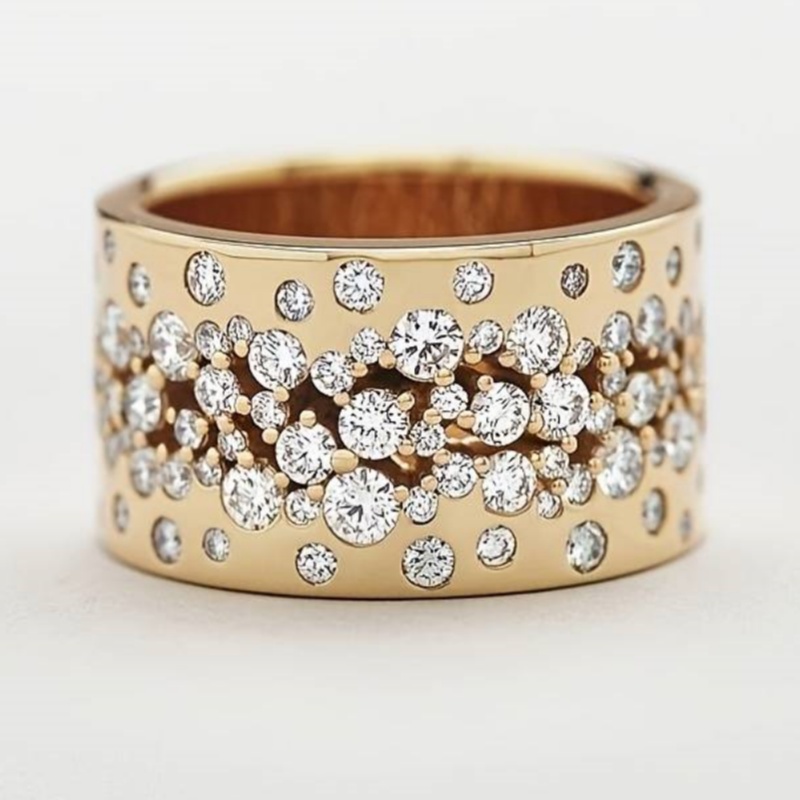 Luxurious Full-Set Synthetic Zirconia Copper Women's Ring